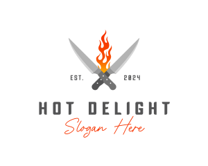 Culinary Flaming Knife logo design