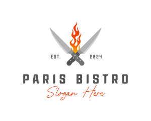 Culinary Flaming Knife logo design