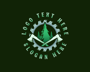 Round Blade - Timber Lumberjack Woodcutter logo design