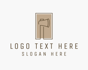 Carpentry - Wooden Lumberjack  Axe logo design