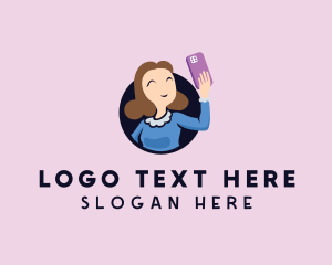 Woman - Smiling Selfie Lady logo design