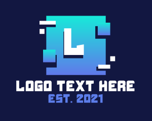 Anti Virus - Square Glitch Letter logo design