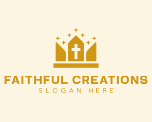 Faith - Christian Crucifix Crown logo design