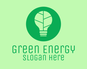 Green Eco Light Bulb  logo design