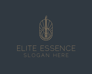 Singer - Bronze Electric Guitar Badge logo design