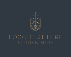 Minimalist - Bronze Electric Guitar Badge logo design