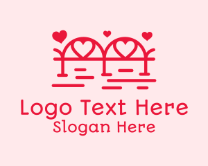 Online Dating - Red Love Bridge logo design