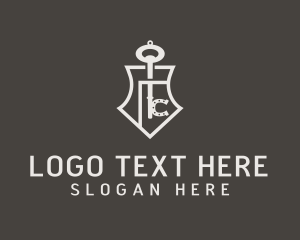 Hip - Horseshoe Key Shield logo design