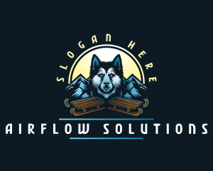 Husky Sled Dog logo design