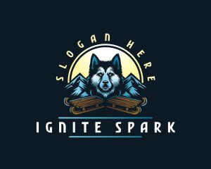 Husky Sled Dog logo design