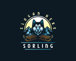 Husky Sled Dog logo design