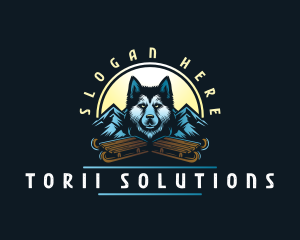 Husky Sled Dog logo design