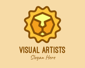 Yellow - Geometric Lion Head logo design
