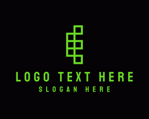 Coworking - Neon Geometric Letter E logo design
