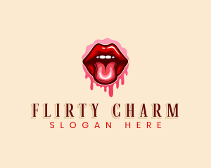 Flirt - Woman Seductive Lips logo design