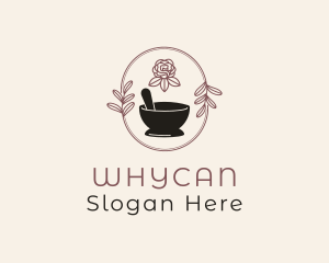 Artisanal - Floral Wreath Mortar Pestle logo design