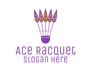 Racquet - Purple Shuttlecock Feathers logo design