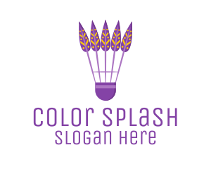 Purple Shuttlecock Feathers logo design