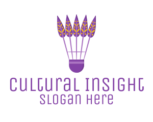 Purple Shuttlecock Feathers logo design