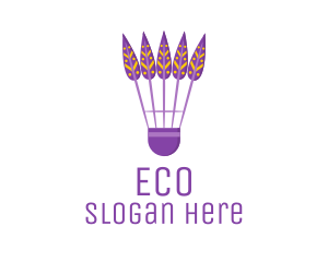 Traditional - Purple Shuttlecock Feathers logo design