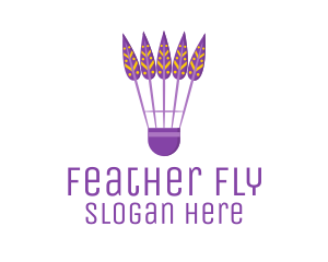 Shuttlecock - Purple Shuttlecock Feathers logo design