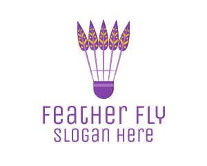 Purple Shuttlecock Feathers logo design