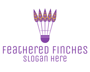 Purple Shuttlecock Feathers logo design