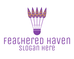 Purple Shuttlecock Feathers logo design