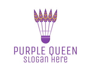 Purple Shuttlecock Feathers logo design