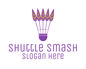 Badminton - Purple Shuttlecock Feathers logo design