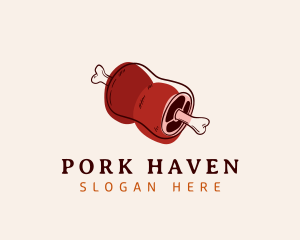 Pork Meat Food logo design