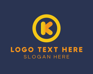 Gold - Yellow Letter K Circle logo design