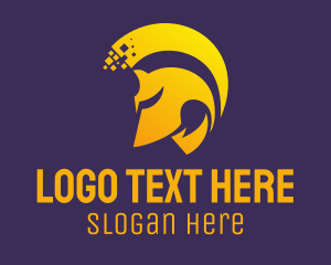 Armor - Golden Helmet Pixel logo design