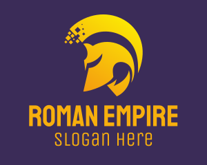 Roman - Golden Helmet Pixel logo design