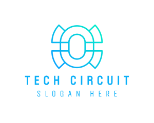 Circuitry - Futuristic Cyber Neon Letter O logo design