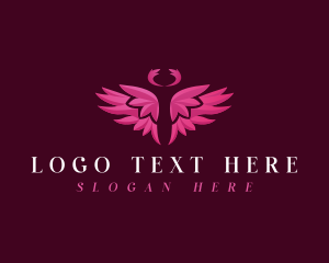 Heavenly Being - Angel Wing Halo logo design