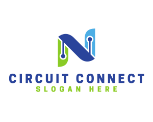 Circuit - Innovations Circuit Letter N logo design