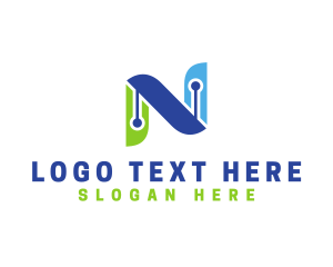 Letter N - Software Circuit Letter N logo design