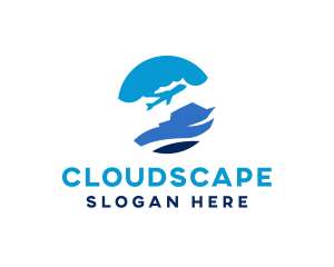 Clouds - Airplane Cruise Ship Travel logo design