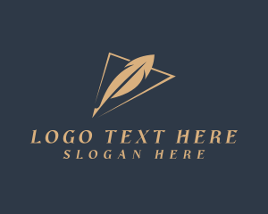 Publisher - Triangle Arrow Feather Pen logo design