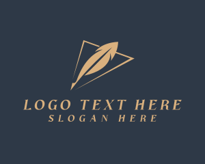 Writer - Triangle Arrow Feather Pen logo design