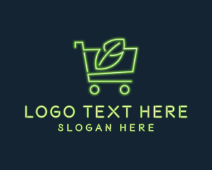 Supermarket - Neon Organic Shopping logo design