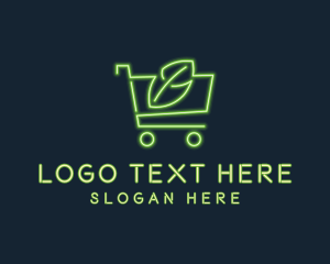 Mini Mart - Neon Organic Shopping logo design