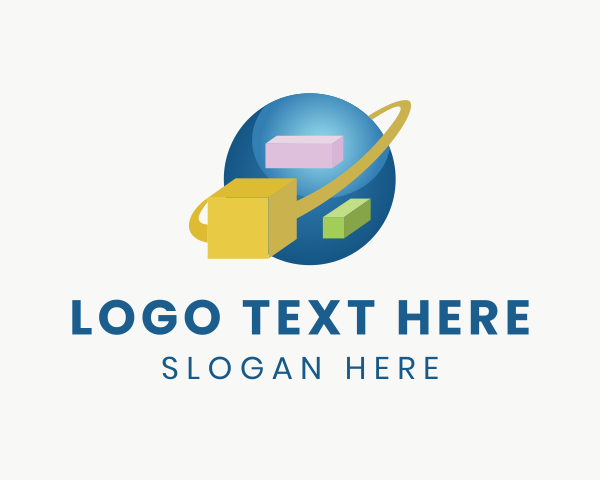 Boxes - 3d Logistics Planet logo design