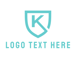 Text - Turquoise Shield Letter K logo design