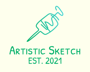 Drawing - Green Monoline Syringe logo design
