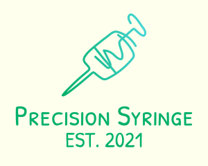 Syringe - Green Monoline Syringe logo design