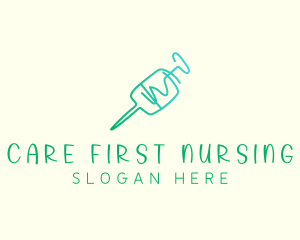 Nursing - Green Monoline Syringe logo design