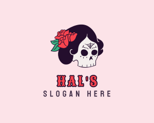 Floral Lady Skull Logo