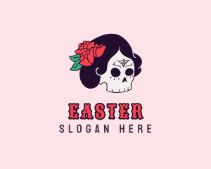 Rose - Floral Lady Skull logo design